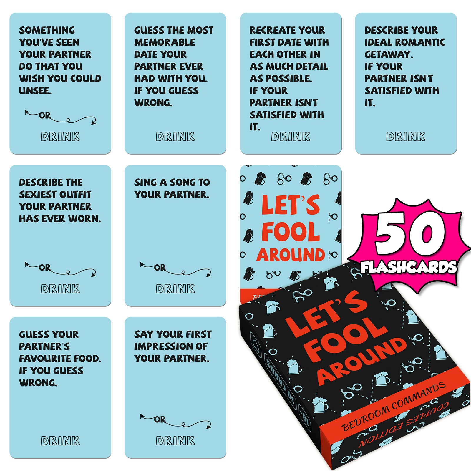 Party Games Questions And Answers - 50 Cartas de Juego para Parejas,